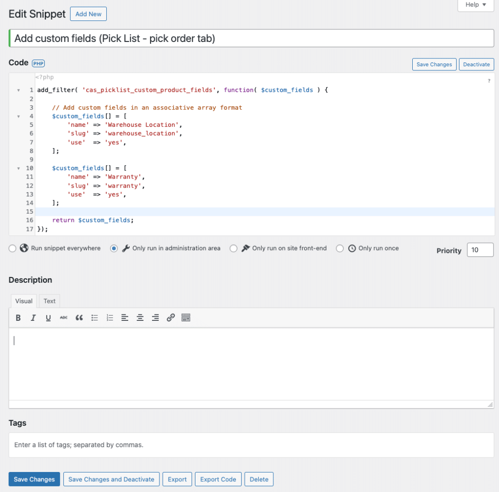 Custom Product Fields (Add by hook - custom code) - Consortia Addons